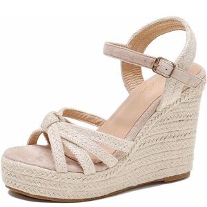 ZodyBoer Espadrille Wedge Sandals - Neutral Beige Ankle Strap